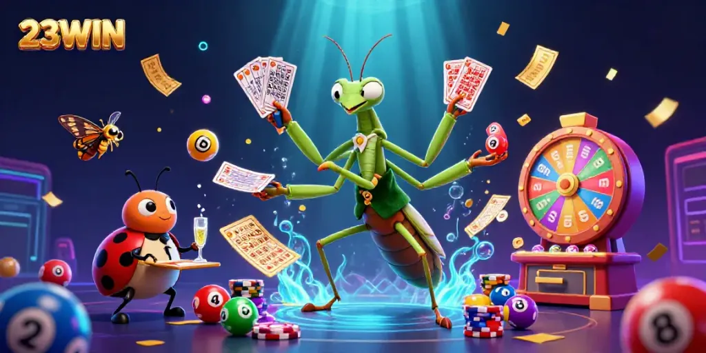 Engage in thrilling games with 23WIN featuring a lively 3D casino scene.
