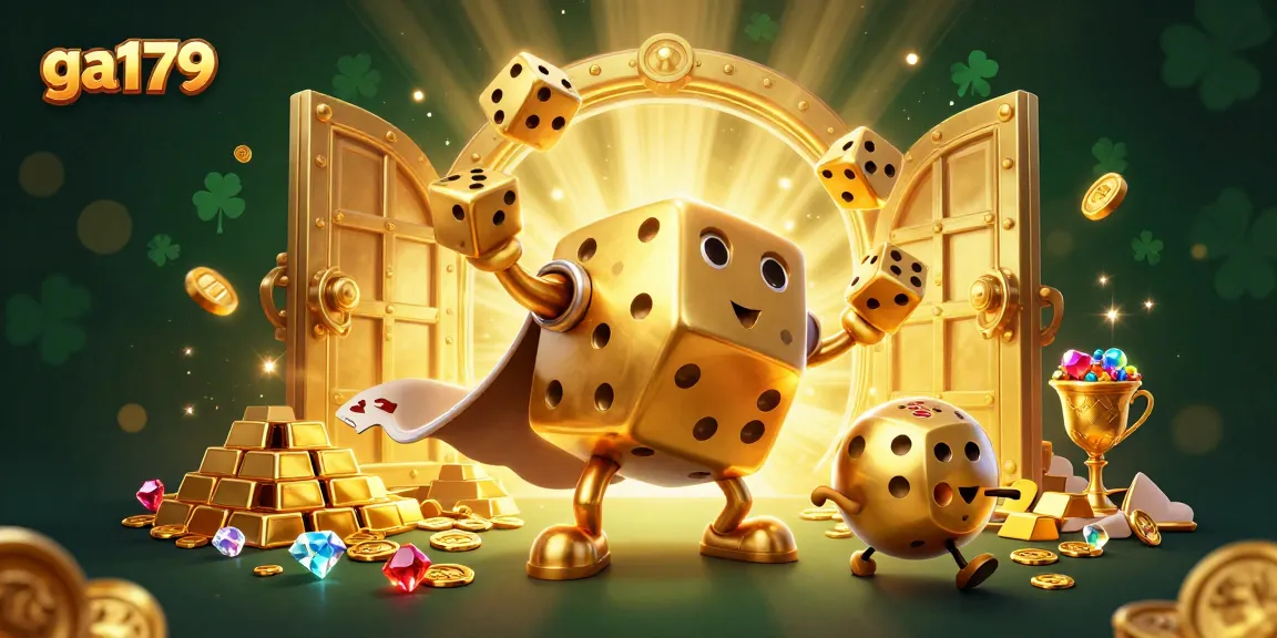 Experience thrilling gambling at ga179 with golden dice golem and jackpot treasures glowing.