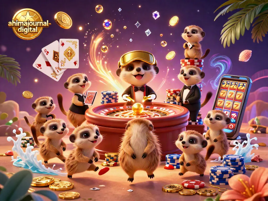 Experience thrilling gameplay at ahimajournal-digital with meerkats running a vibrant casino, showcasing excitement and luck.