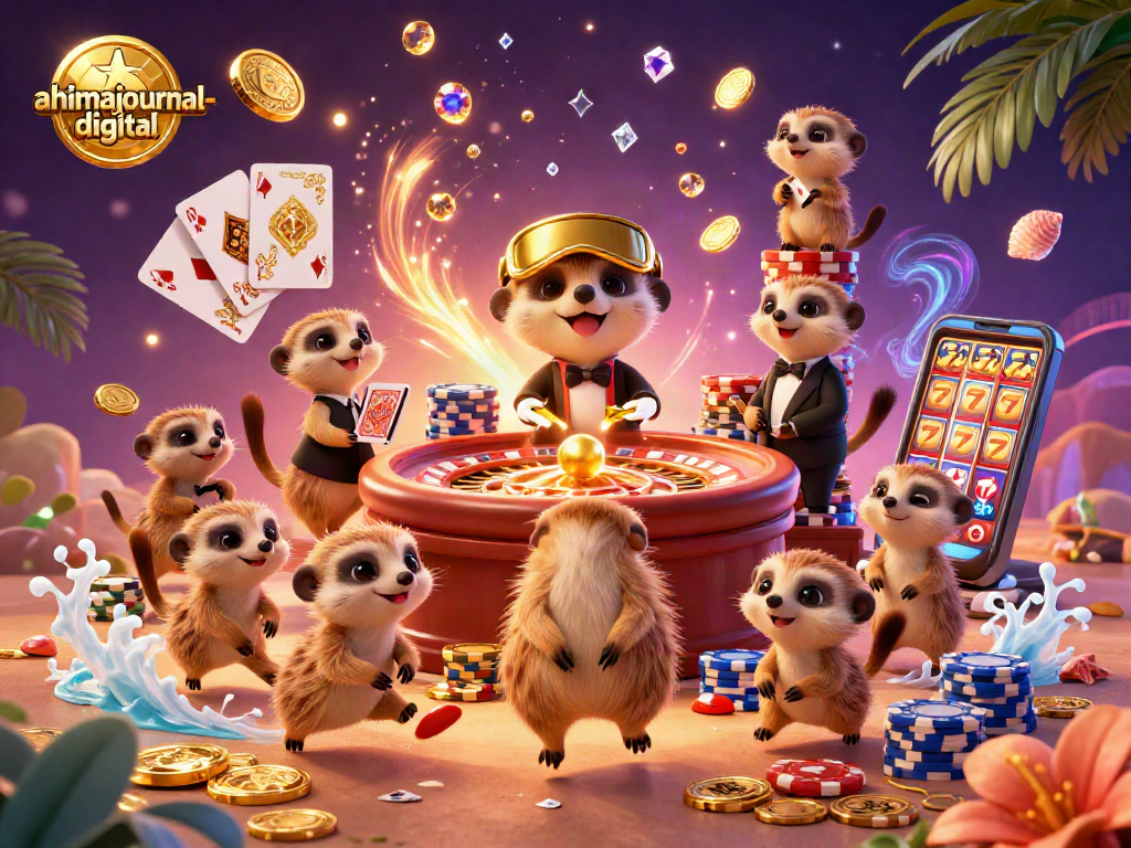 Experience thrilling gameplay at ahimajournal-digital with meerkats running a vibrant casino, showcasing excitement and luck.