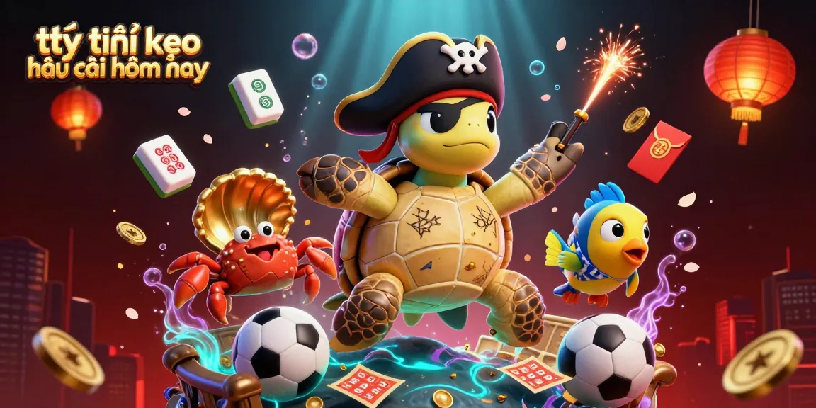 Tỷ lệ kèo nhà cái hôm nay showcased with lively sports-themed elements in a vibrant 3D illustration.