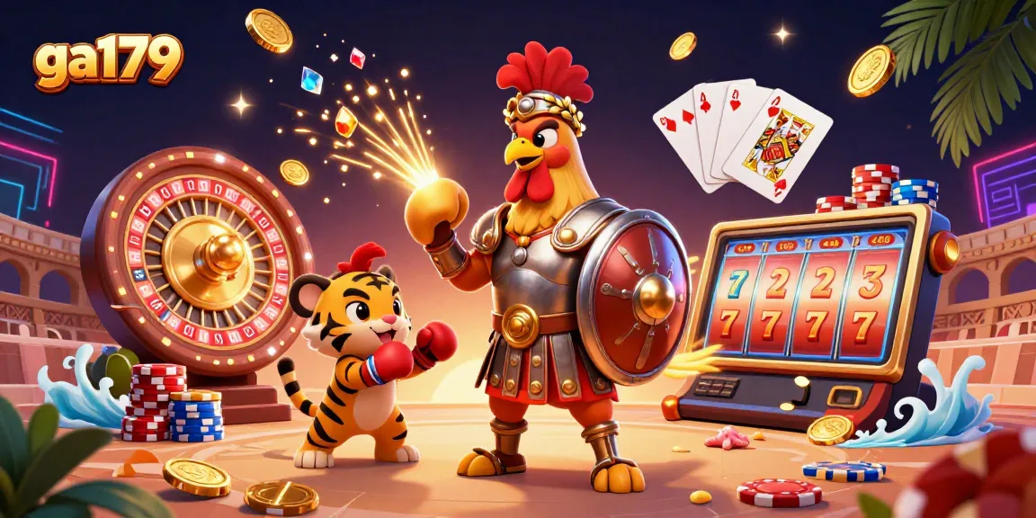 Engage in thrilling gameplay with ga179's vibrant 3D casino scene showcasing dynamic elements and characters.