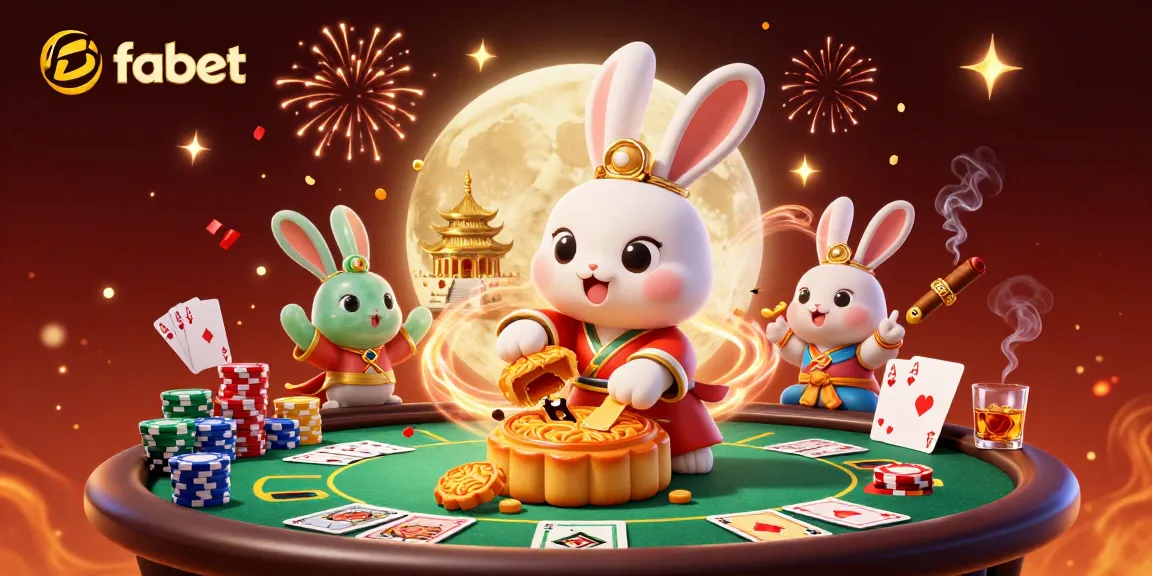 Experience the excitement of fabet with a vibrant poker scene featuring festive moon characters.