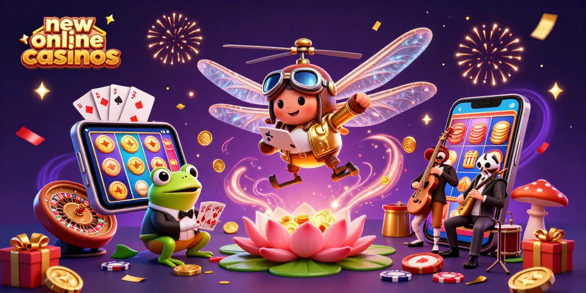 Experience the thrill at new online casinos with this vibrant 3D casino scene featuring games and entertainment.